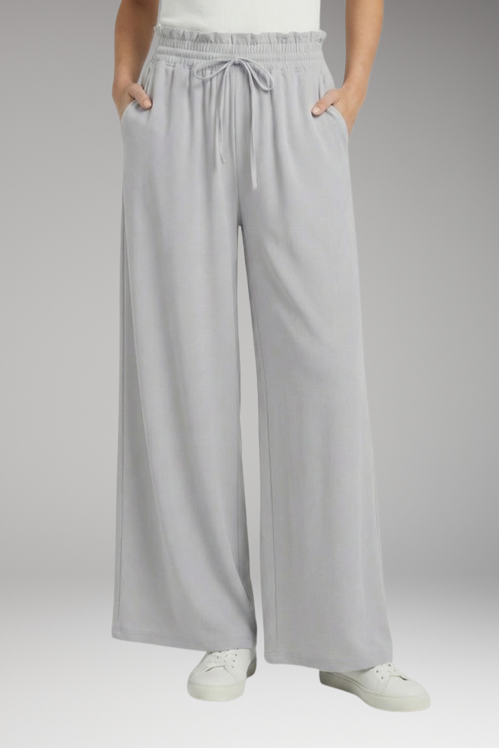 Women's Palazzo Trousers with Drawstring and Side Pockets