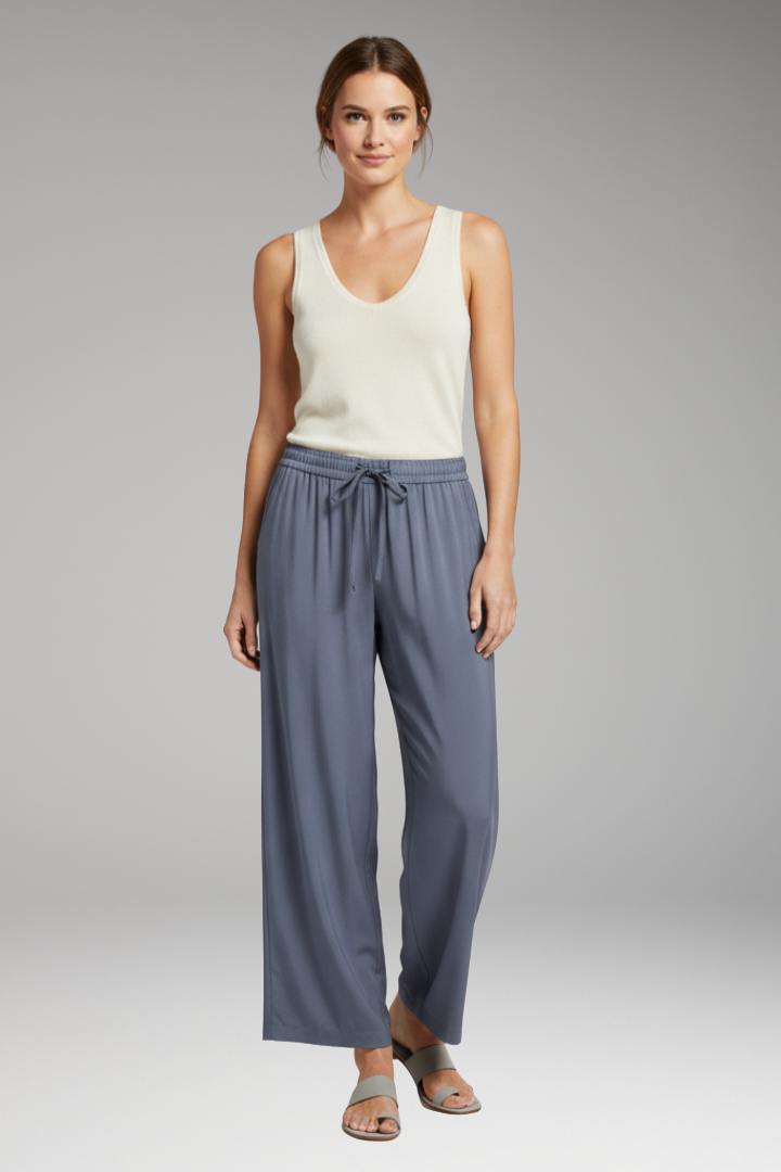 Women's Palazzo Trousers with Elastic Waist
