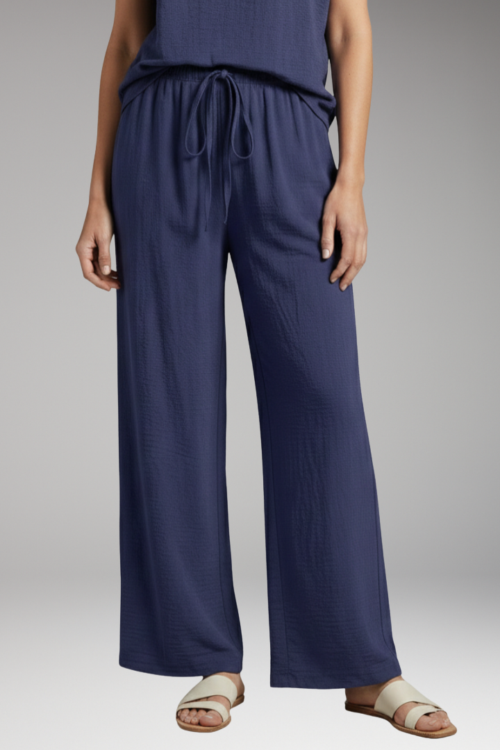 Women's Palazzo Trousers with Elastic Waist and Side Pockets