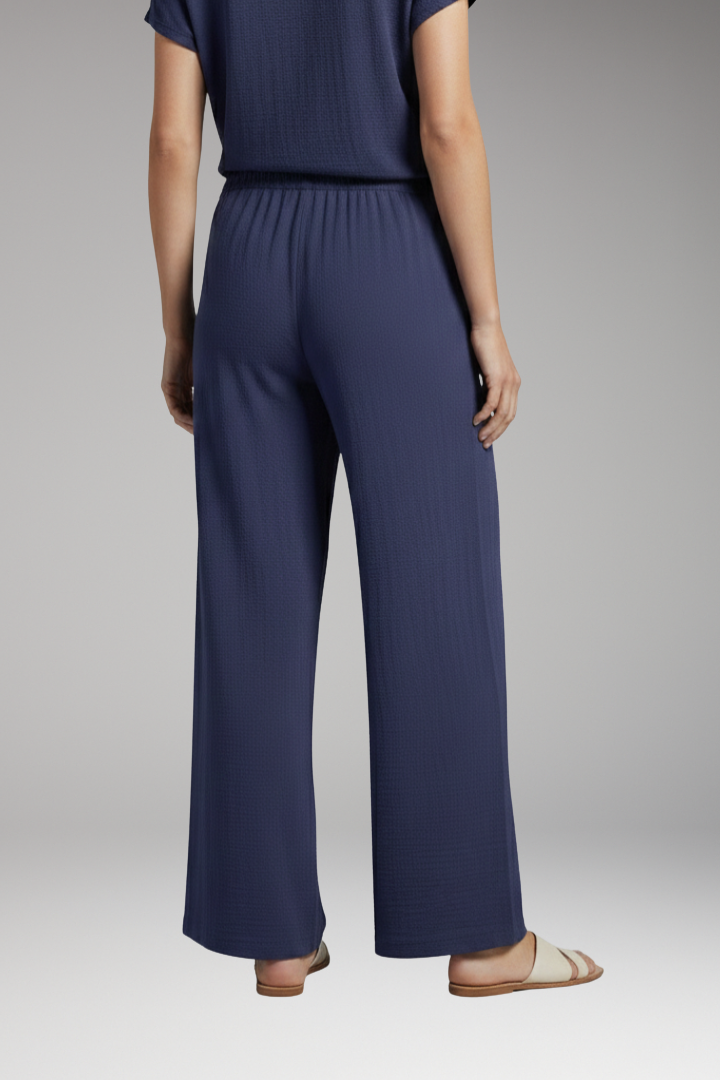 Women's Palazzo Trousers with Elastic Waist and Side Pockets