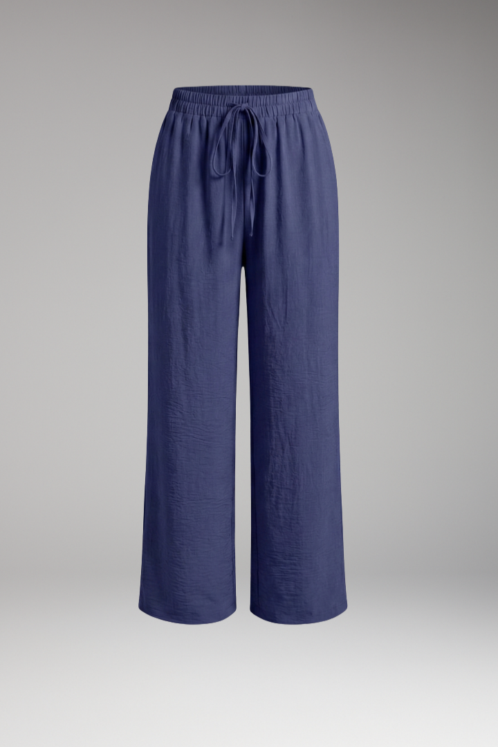 Women's Palazzo Trousers with Elastic Waist and Side Pockets