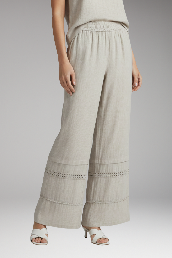 Women's Palazzo Trousers with Elastic Waist and Wide Leg
