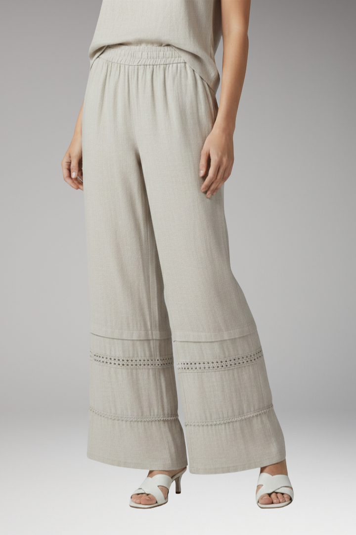 Women's Palazzo Trousers with Elastic Waist and Wide Leg