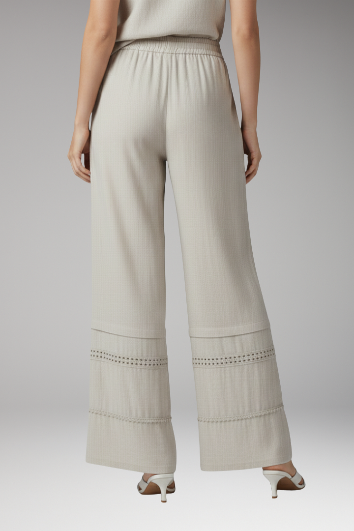 Women's Palazzo Trousers with Elastic Waist and Wide Leg