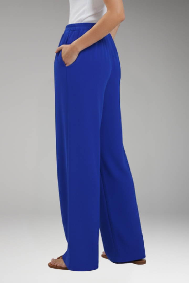 Women's Palazzo Trousers with Elastic Waistband Drawstring