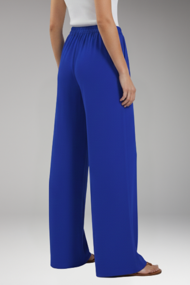 Women's Palazzo Trousers with Elastic Waistband Drawstring