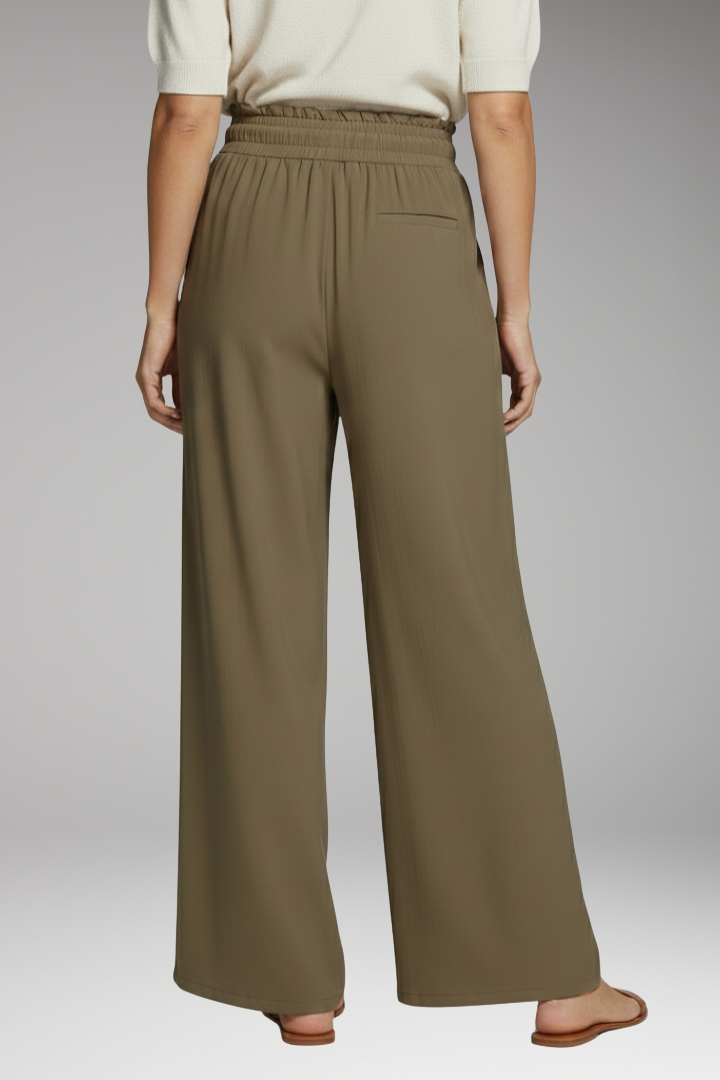 Women's Palazzo Trousers with Elastic Waistband and Pockets