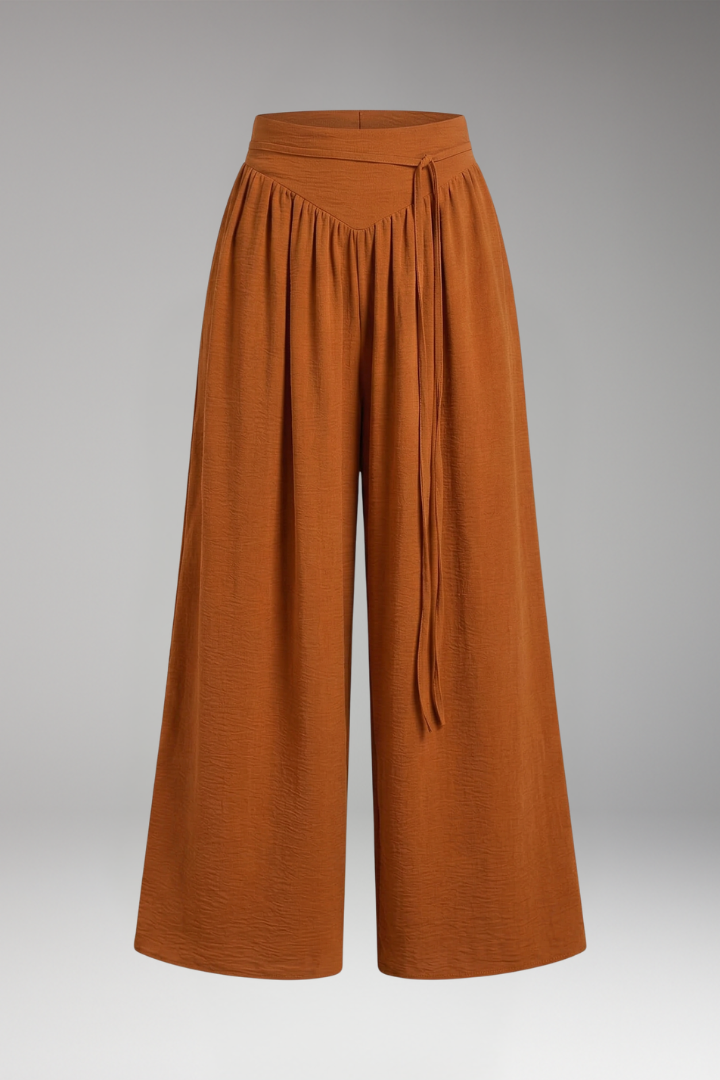Women's Palazzo Trousers with Gathered Waist
