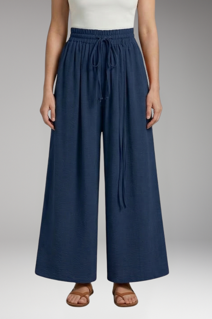 Women's Palazzo Trousers with Gathered Waist