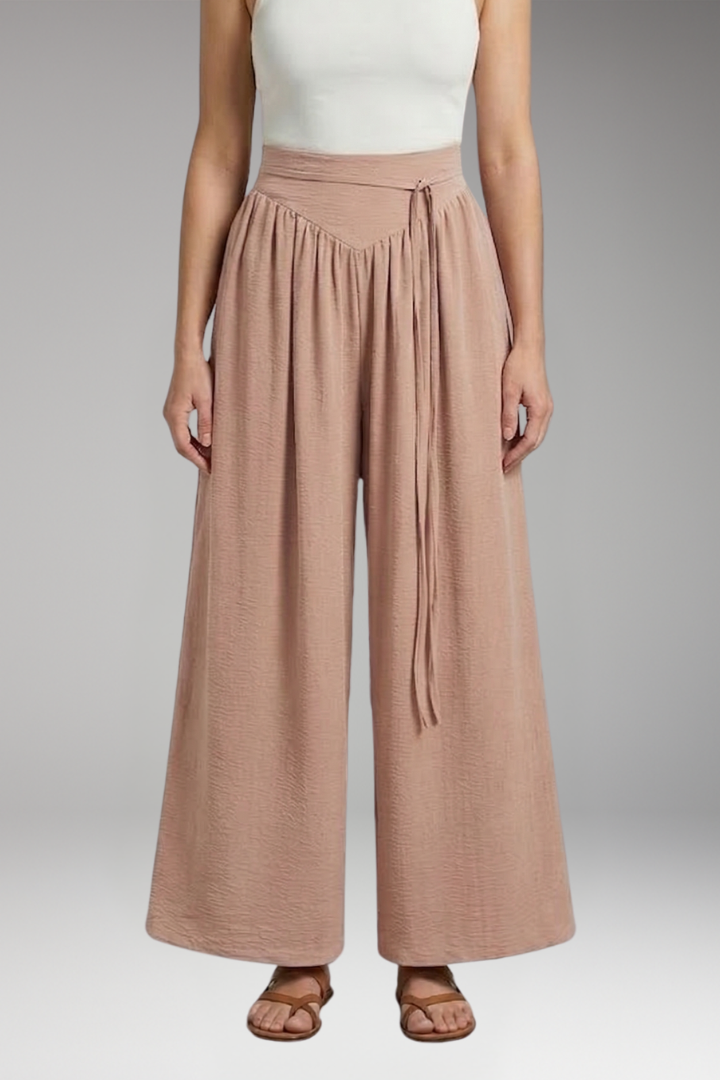 Women's Palazzo Trousers with Gathered Waist