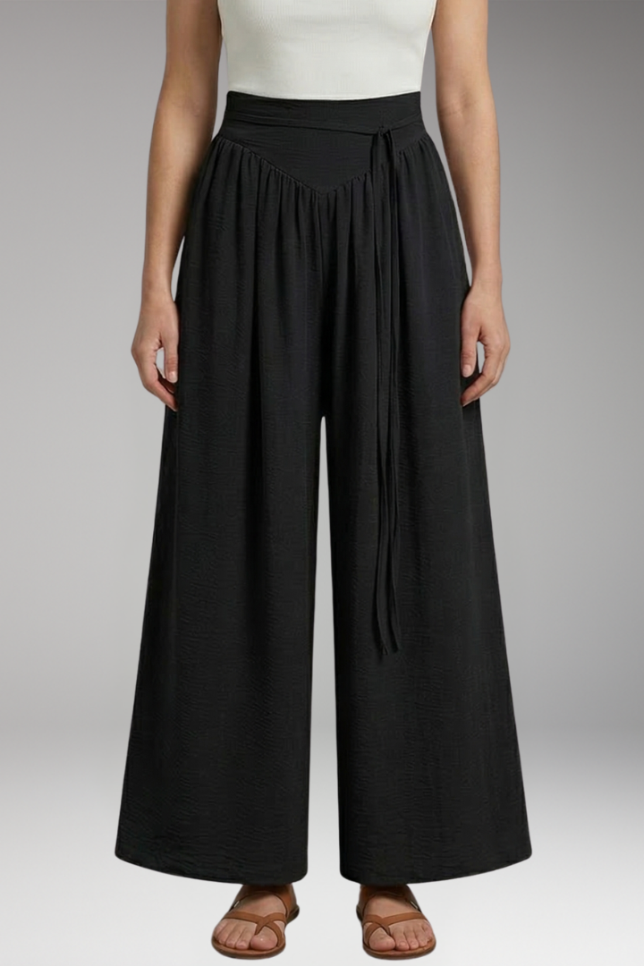 Women's Palazzo Trousers with Gathered Waist