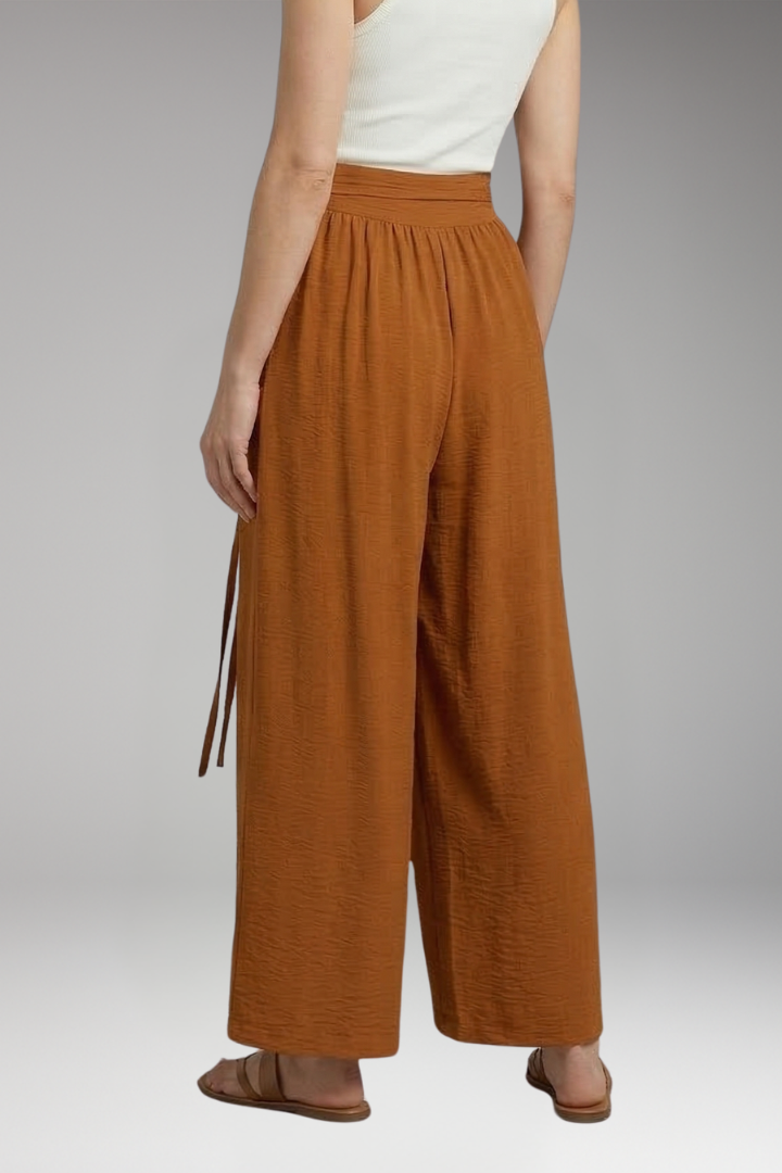 Women's Palazzo Trousers with Gathered Waist