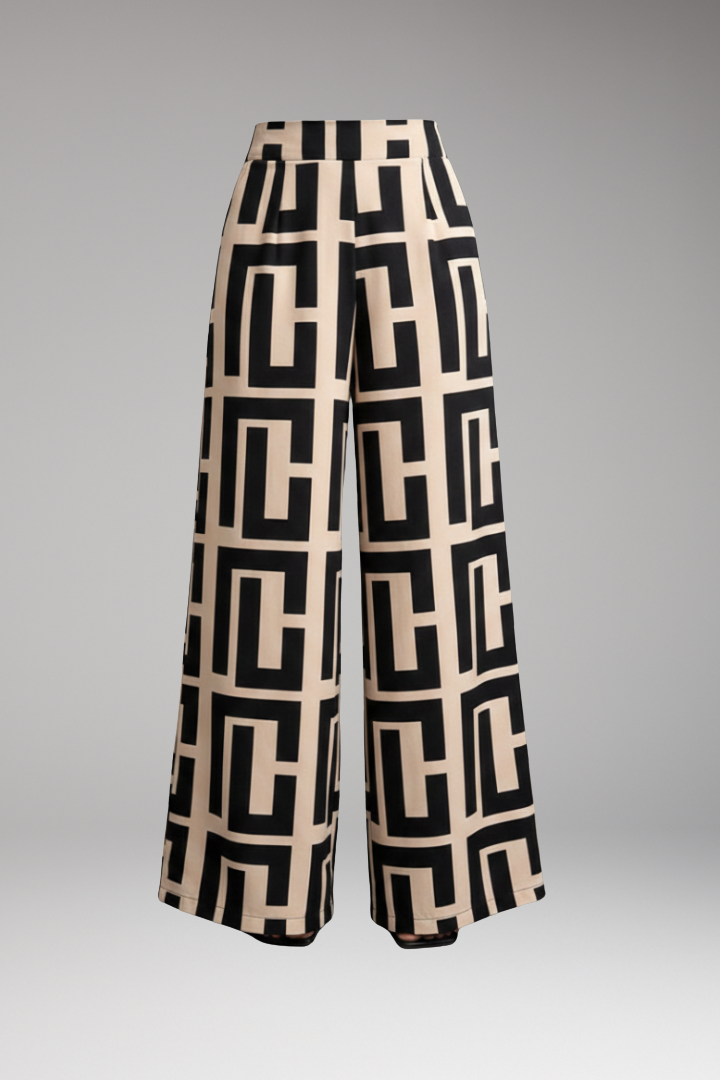 Women's Palazzo Trousers with Graphic Pattern