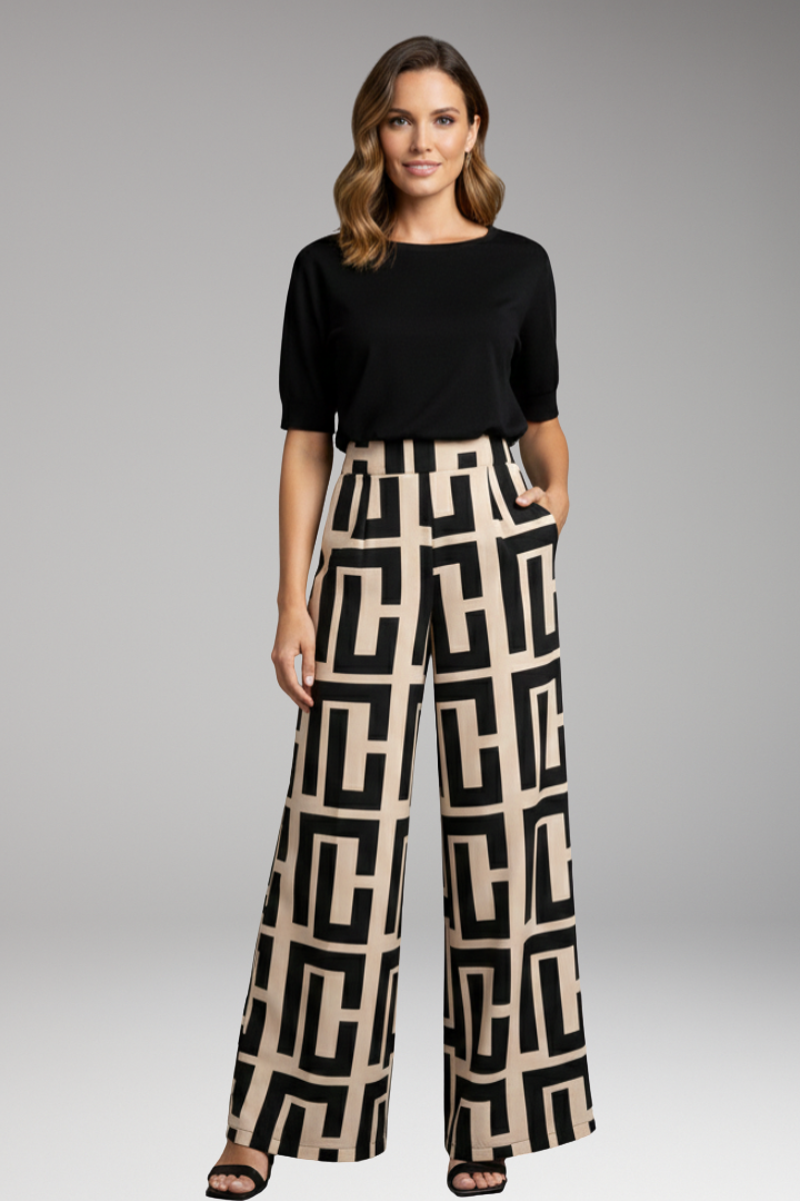 Women's Palazzo Trousers with Graphic Pattern
