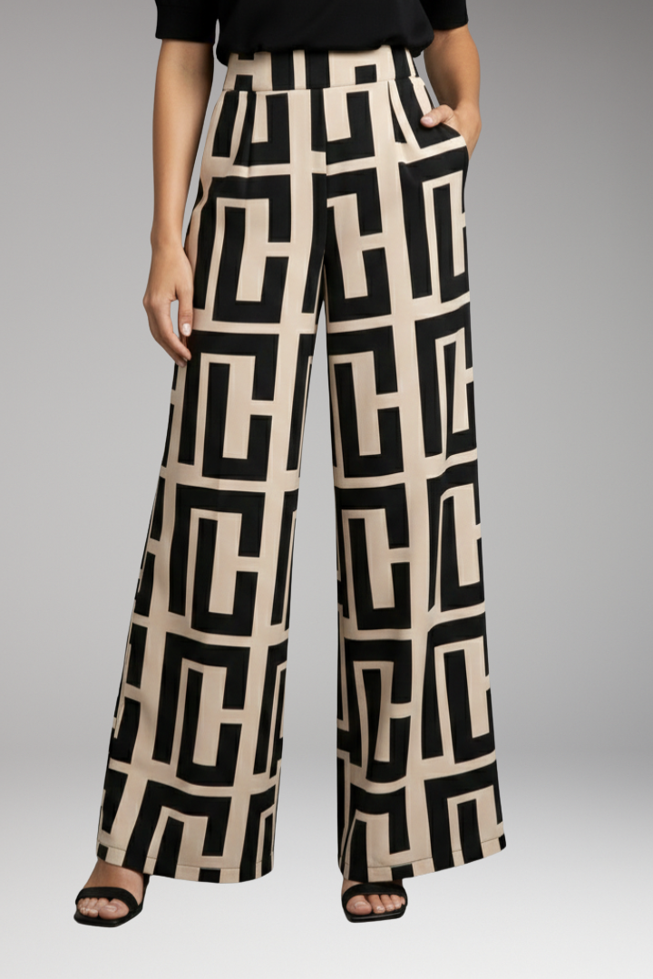 Women's Palazzo Trousers with Graphic Pattern