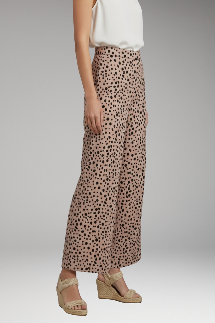 Women's Palazzo Trousers with High Waist and Dot Pattern