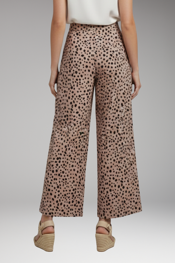 Women's Palazzo Trousers with High Waist and Dot Pattern