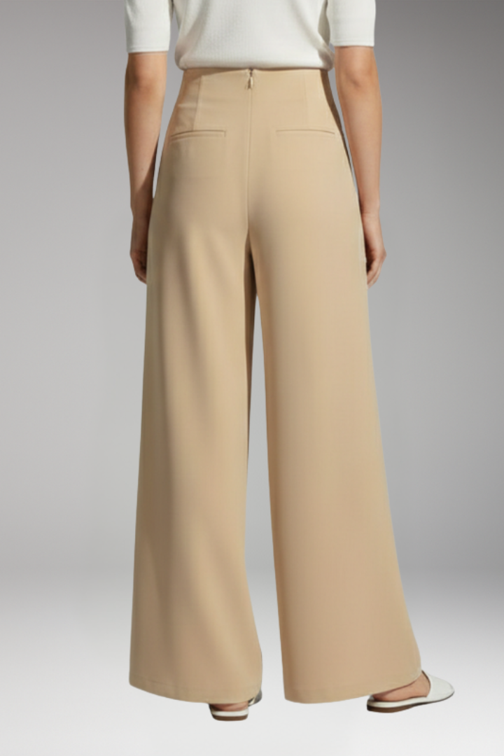Women's Palazzo Trousers with High Waist and Pleated Design