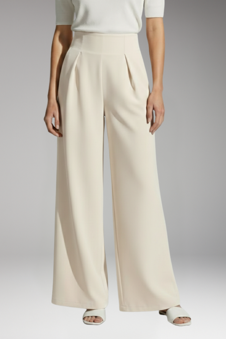 Women's Palazzo Trousers with High Waist and Pleated Design