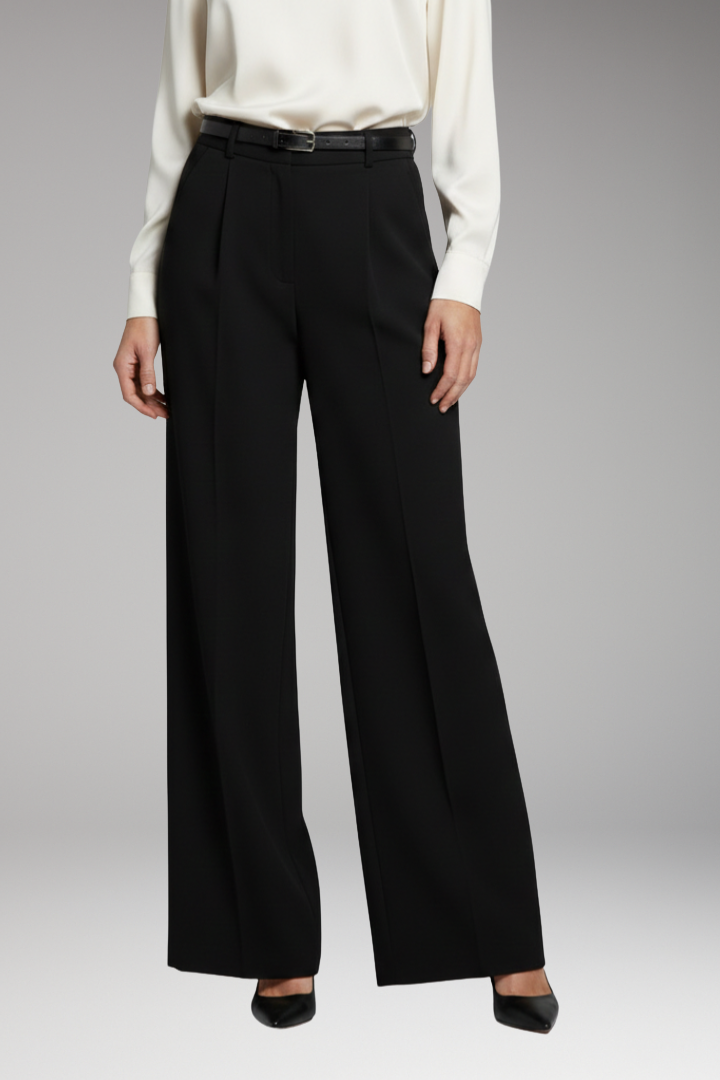 Women's Palazzo Trousers with High Waist and Tie Belt