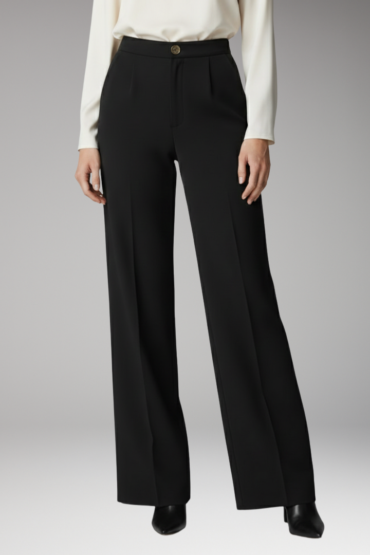 Women's Palazzo Trousers with High Waist and Wide Legs