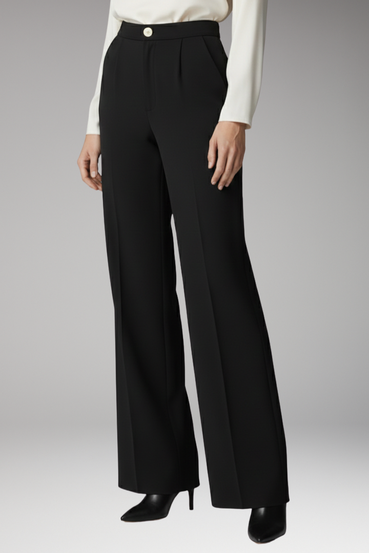Women's Palazzo Trousers with High Waist and Wide Legs