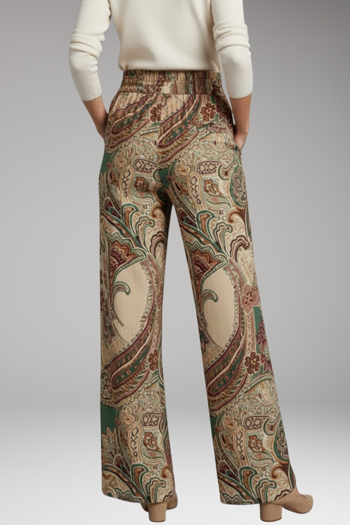 Women's Palazzo Trousers with Paisley Pattern