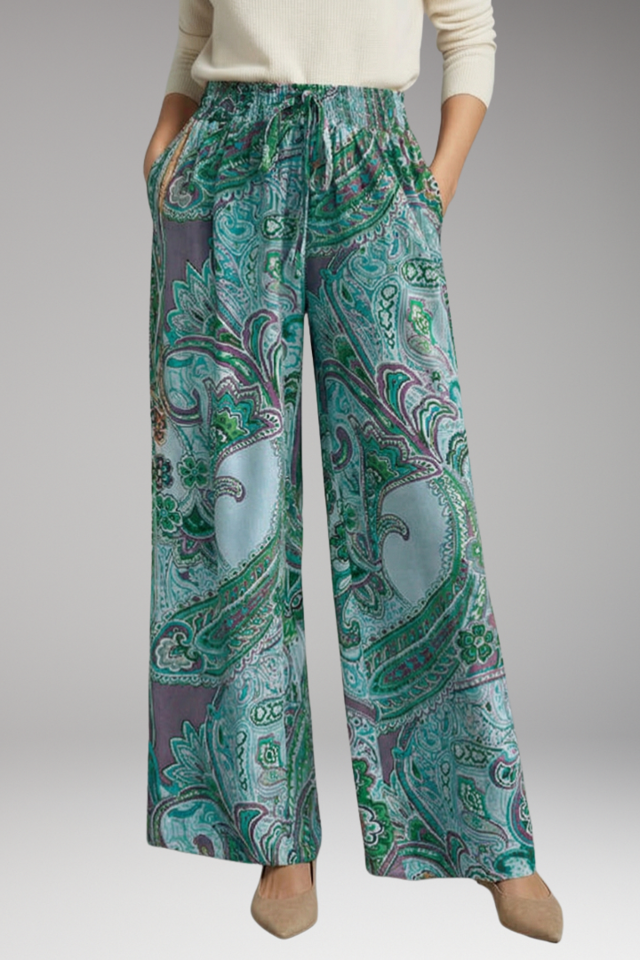 Women's Palazzo Trousers with Paisley Pattern