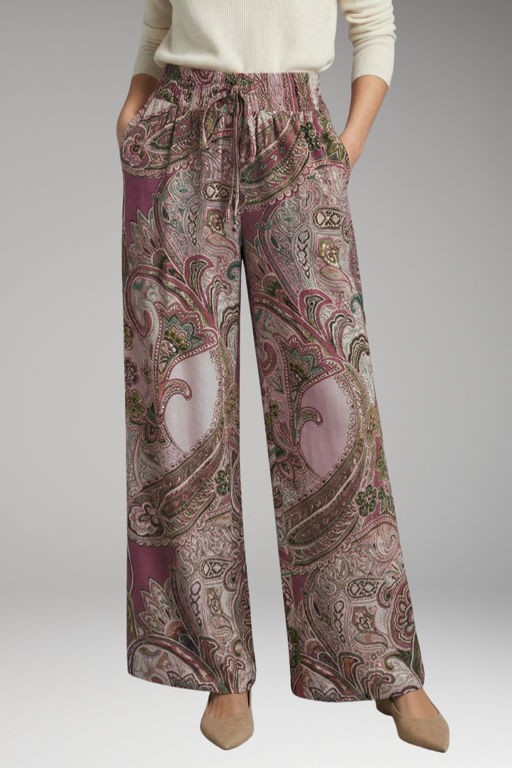 Women's Palazzo Trousers with Paisley Pattern