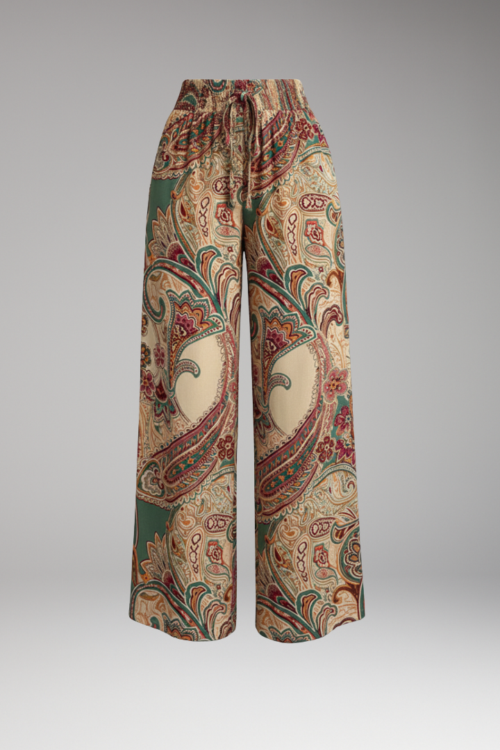 Women's Palazzo Trousers with Paisley Pattern