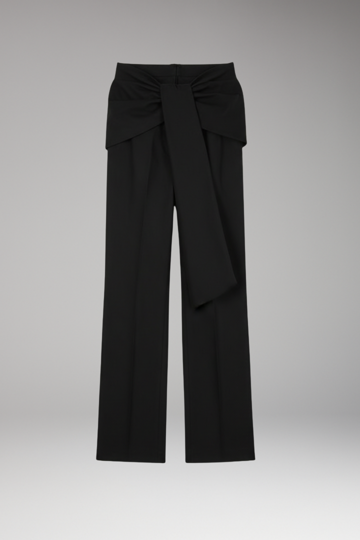 Women's Palazzo Trousers with Pleated Waist and Wide Leg