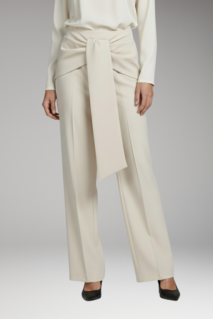 Women's Palazzo Trousers with Pleated Waist and Wide Leg