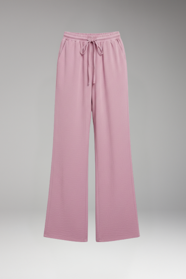 Women's Palazzo Trousers with Pockets and Elastic Waist