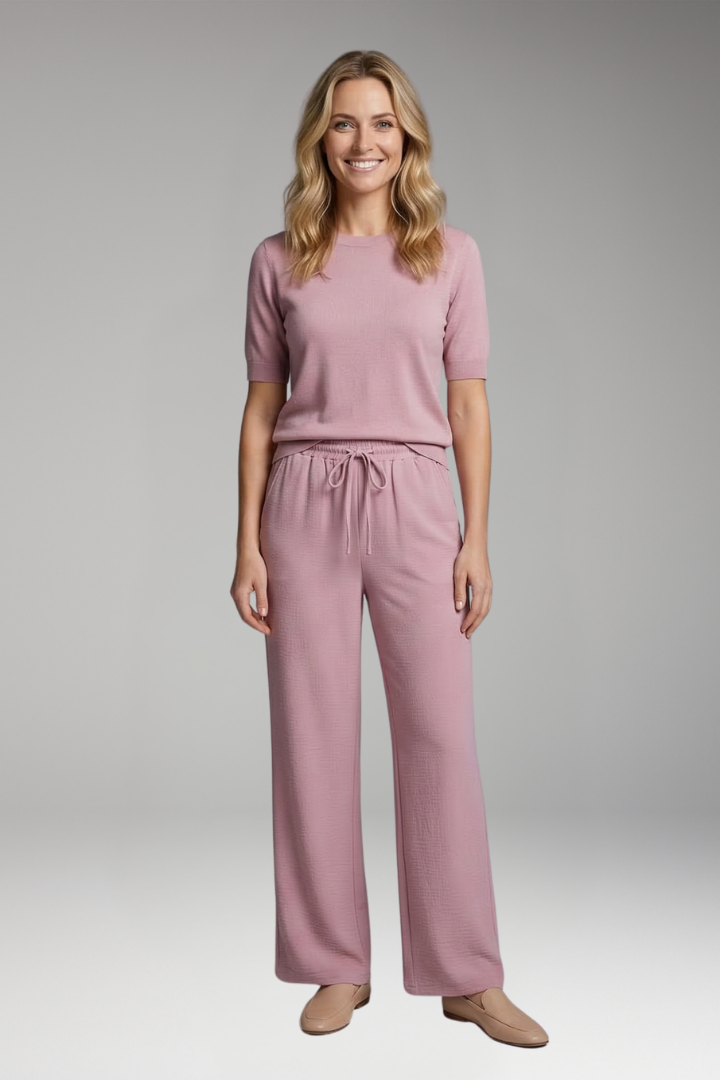 Women's Palazzo Trousers with Pockets and Elastic Waist