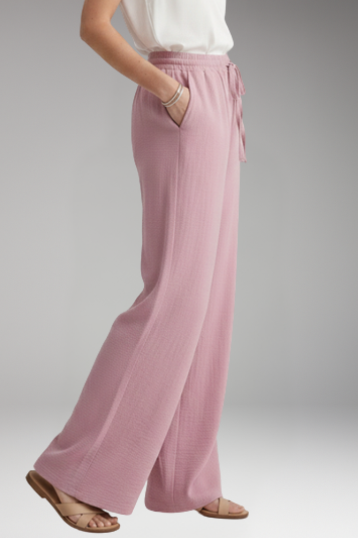 Women's Palazzo Trousers with Pockets and Elastic Waist