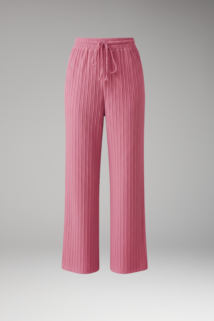 Women's Palazzo Trousers with Ribbed Surface