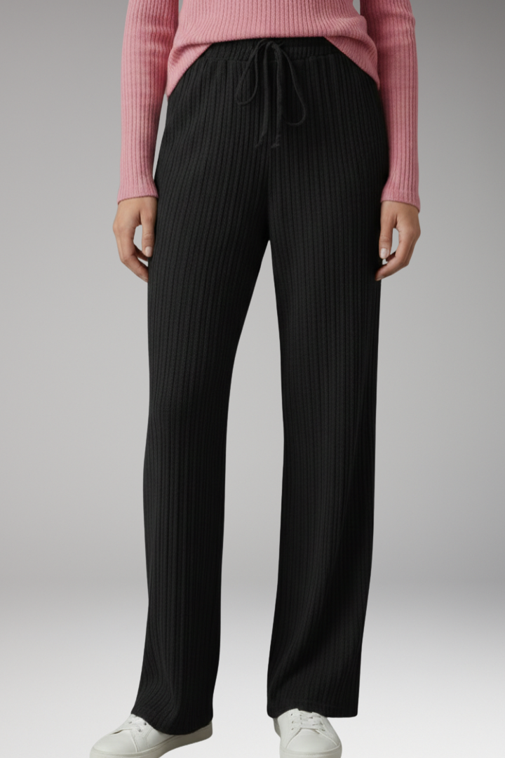 Women's Palazzo Trousers with Ribbed Surface
