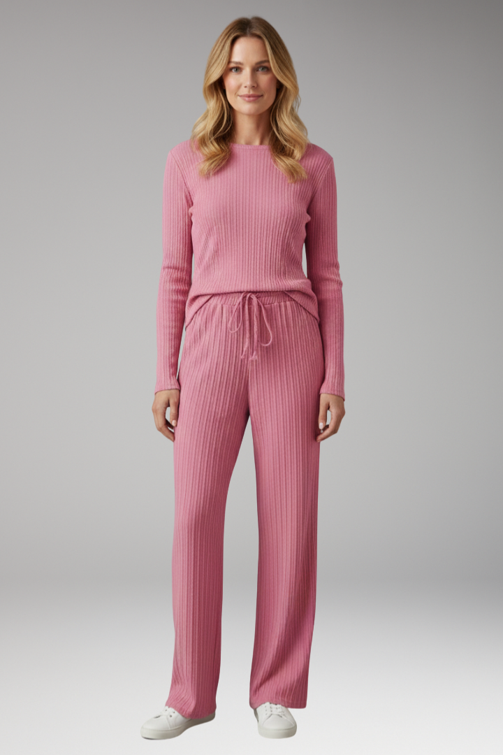 Women's Palazzo Trousers with Ribbed Surface