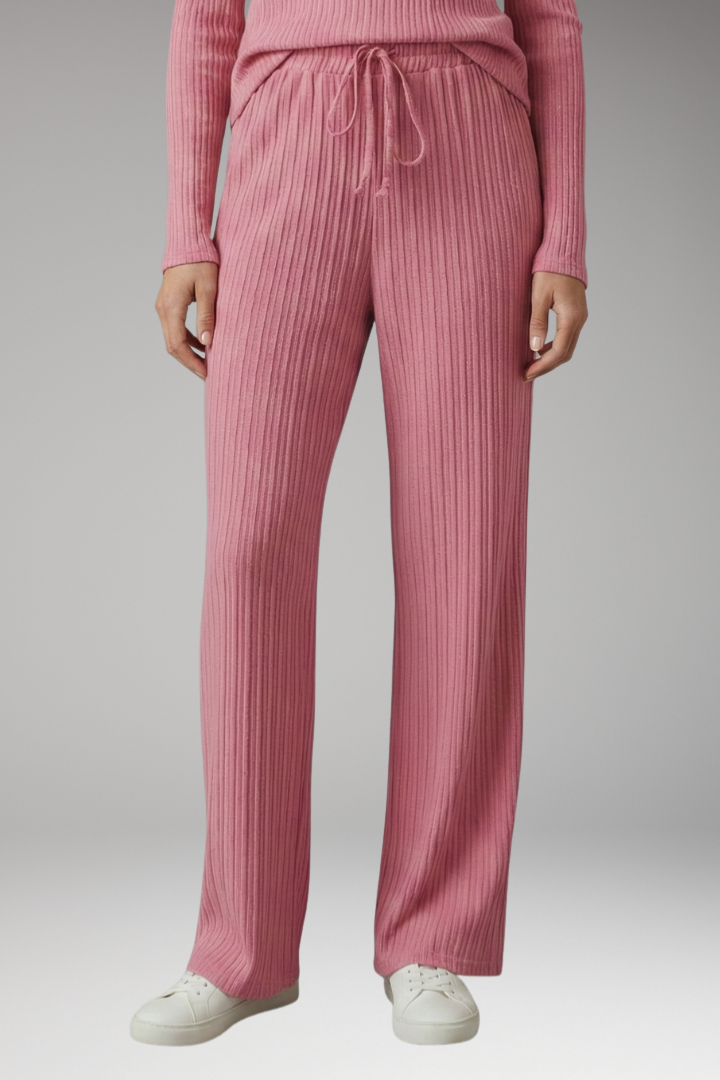 Women's Palazzo Trousers with Ribbed Surface