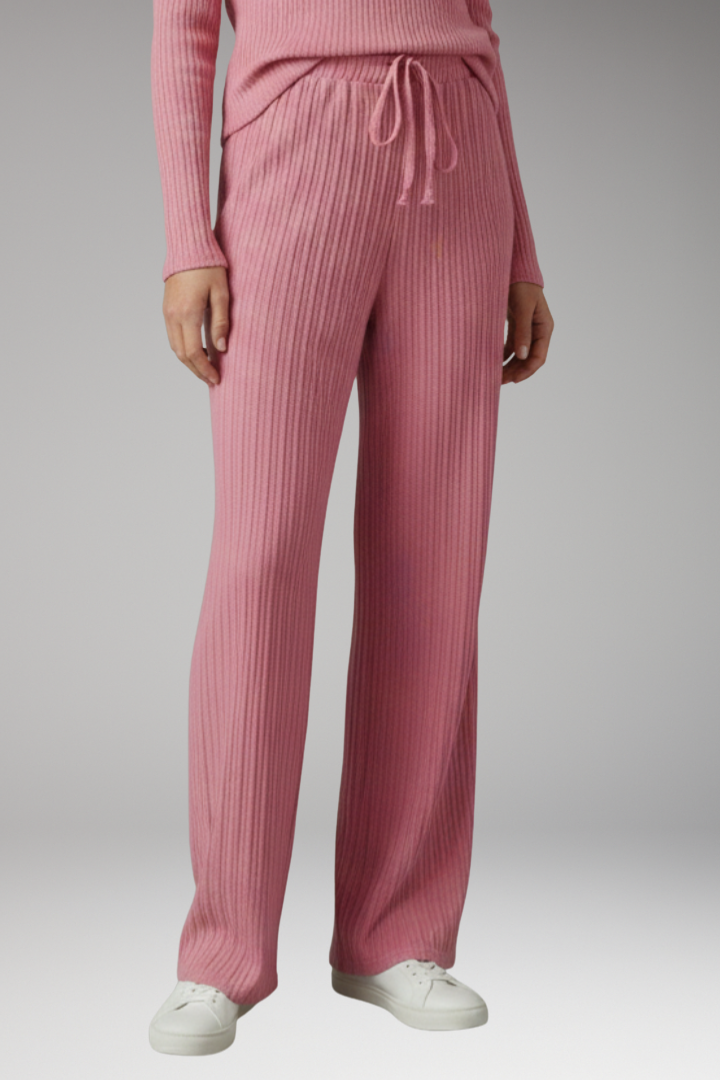Women's Palazzo Trousers with Ribbed Surface