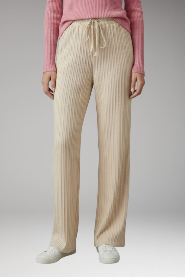 Women's Palazzo Trousers with Ribbed Surface