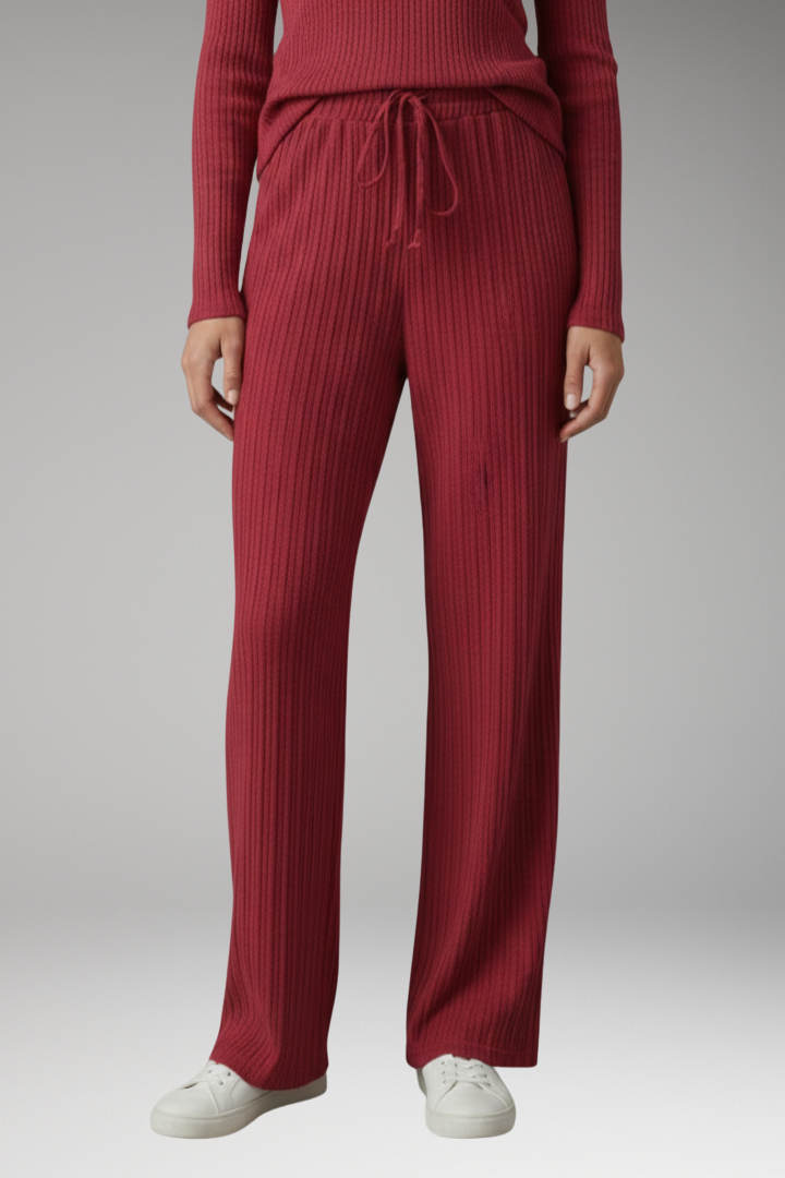 Women's Palazzo Trousers with Ribbed Surface