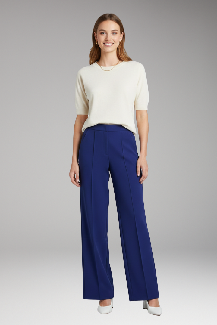 Women's Palazzo Trousers with Side Pleats