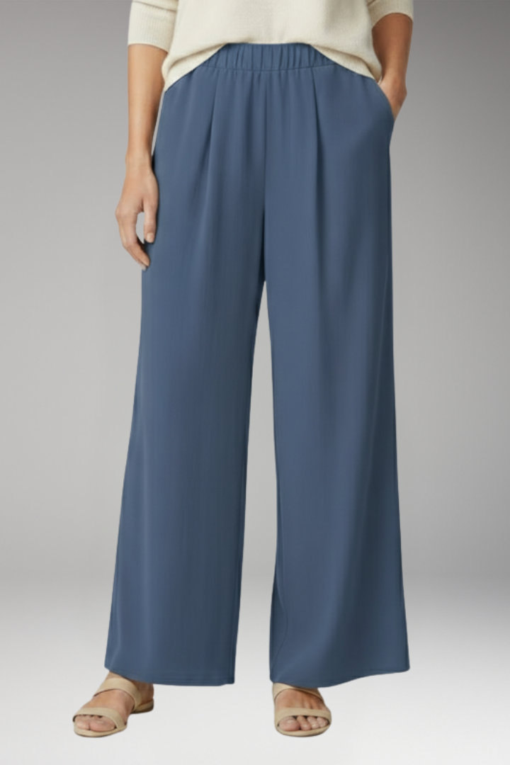Women's Palazzo Trousers with Side Pockets and Wide Leg