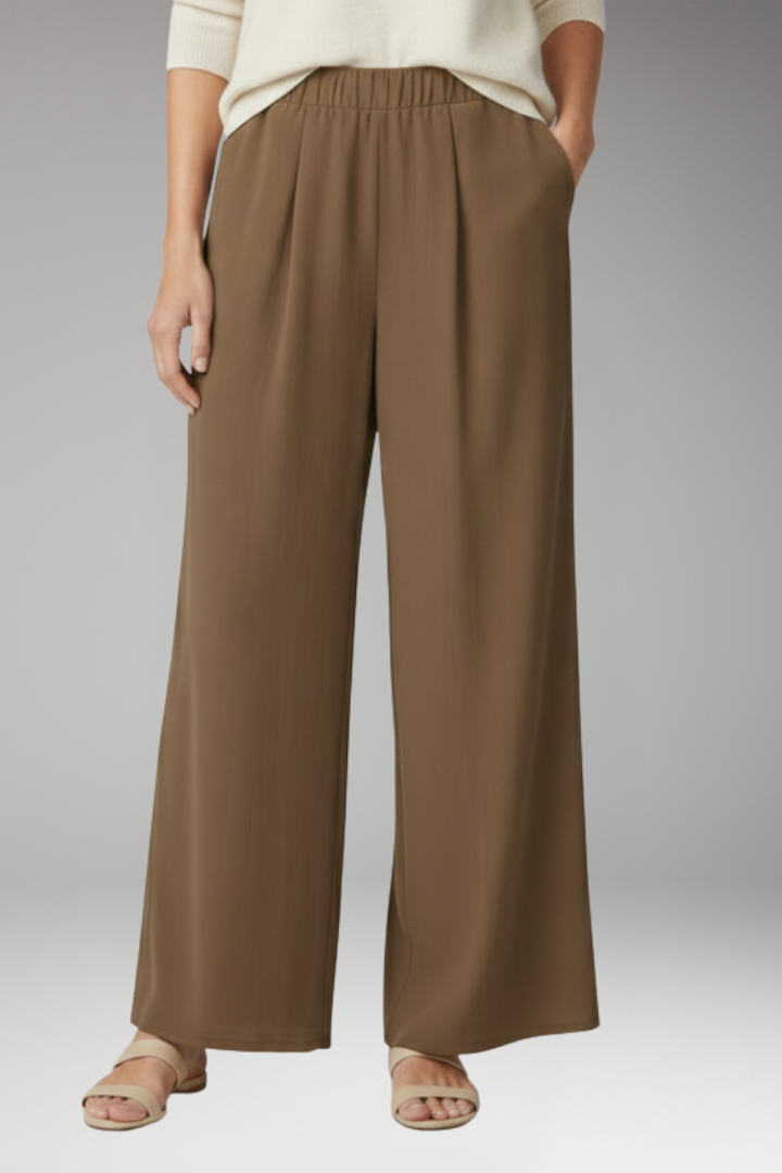 Women's Palazzo Trousers with Side Pockets and Wide Leg