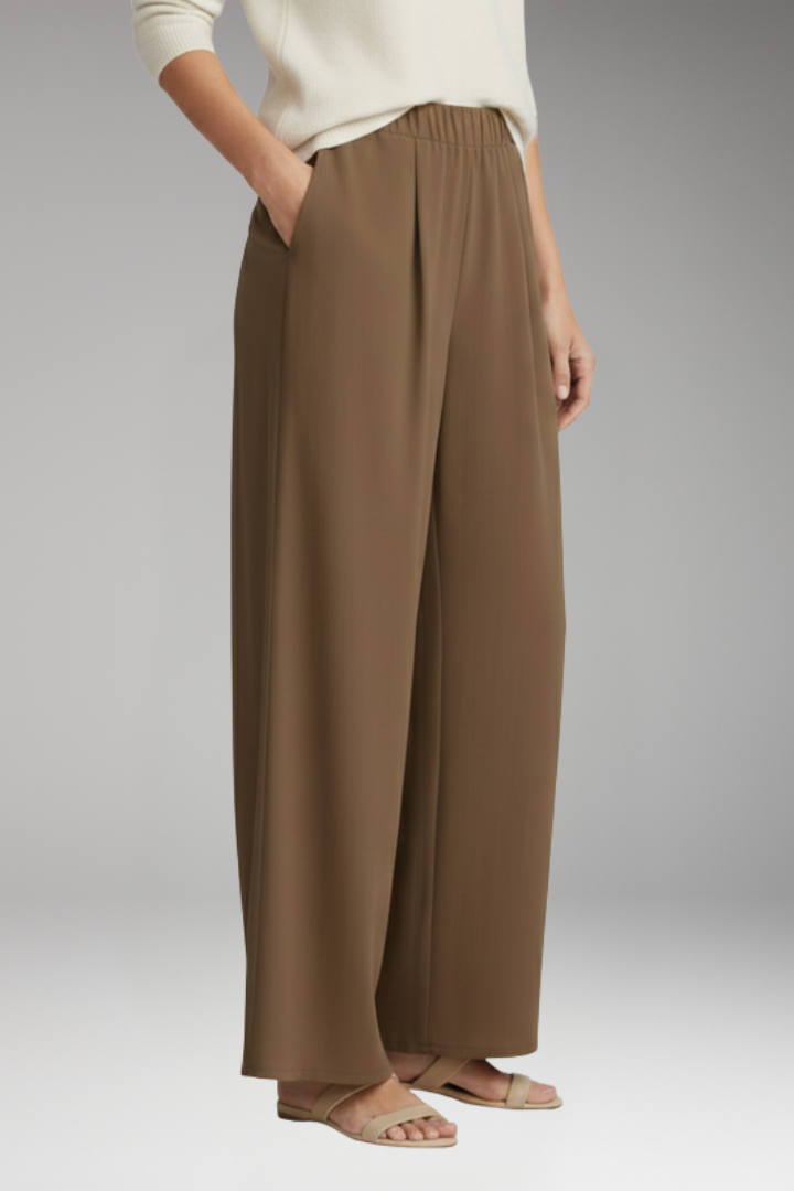 Women's Palazzo Trousers with Side Pockets and Wide Leg