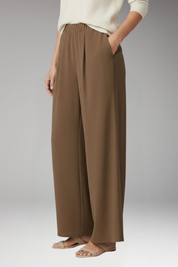 Women's Palazzo Trousers with Side Pockets and Wide Leg