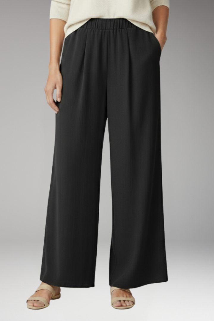 Women's Palazzo Trousers with Side Pockets and Wide Leg