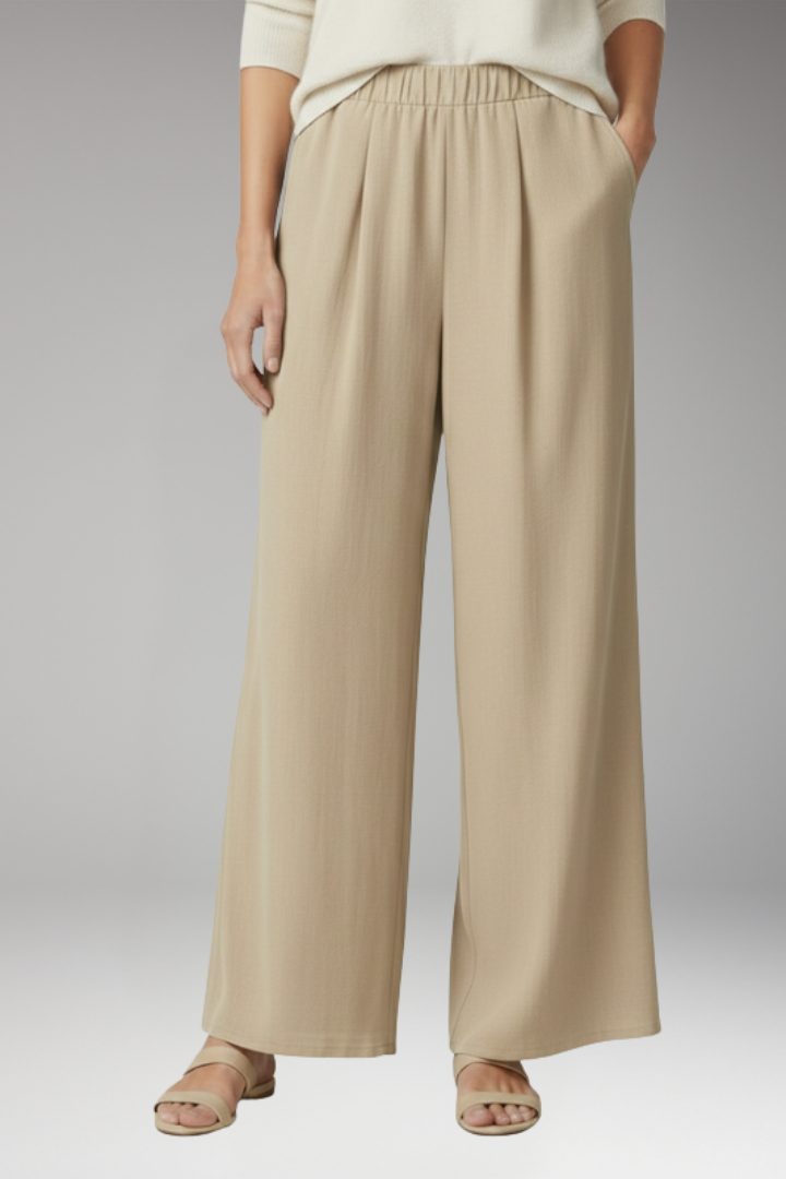 Women's Palazzo Trousers with Side Pockets and Wide Leg