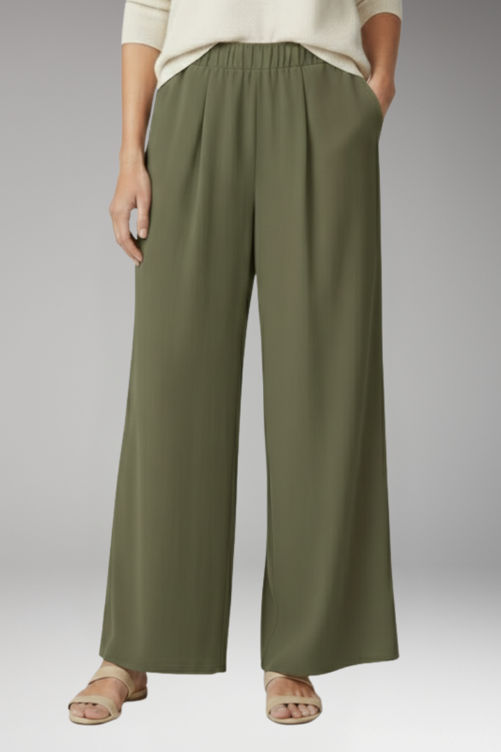 Women's Palazzo Trousers with Side Pockets and Wide Leg
